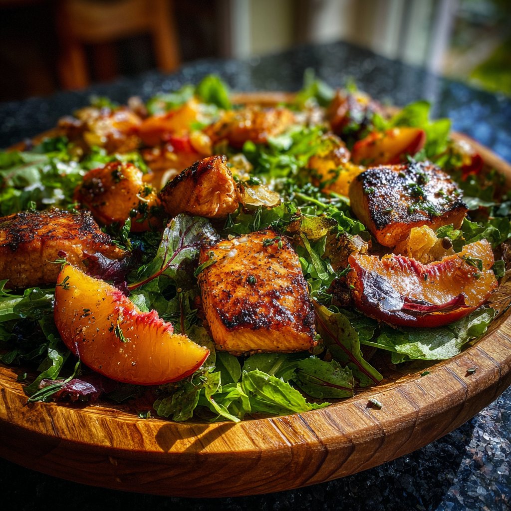 Grilled Peach Salmon Salad