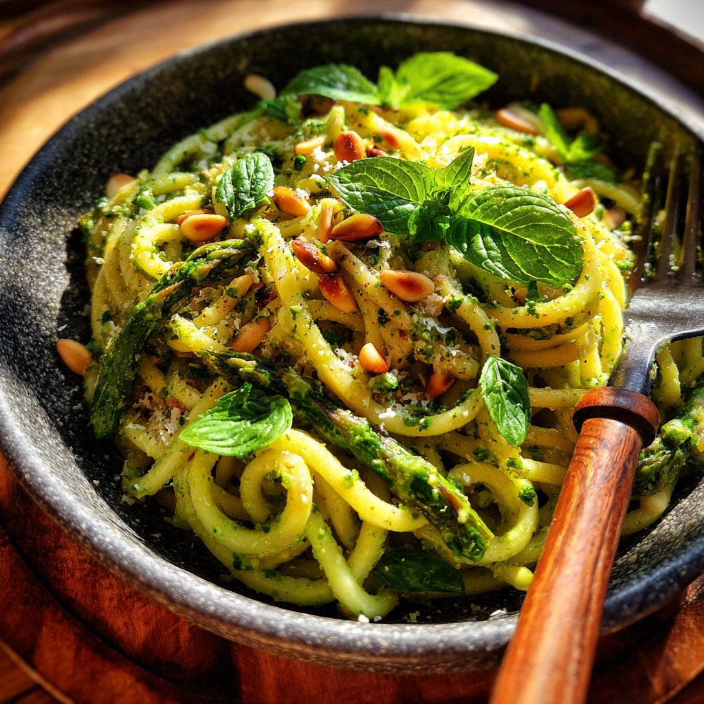 Asparagus Pesto Pasta Tangle