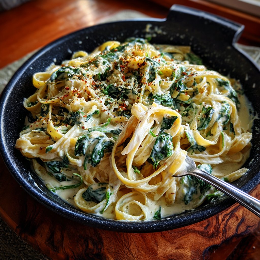 Creamy Spinach Fettuccine Alfredo
